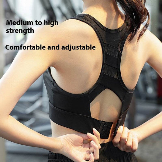 High-Performance Seamless Yoga Sports Bra - Sweat-Wicking, Shockproof, High Support, Hollow-Out Back Design - Hand Washable, Polyamide and Spandex Blend, Solid Color, Scoop Neck, Pullovers, Contrast Mesh Details - MYLUXURY LANE ENTERPRISE