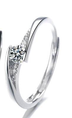 S925 Sterling Silver Micro Set Zircon Full Diamond Couple Ring Fashion And Simplicity - MYLUXURY LANE ENTERPRISE