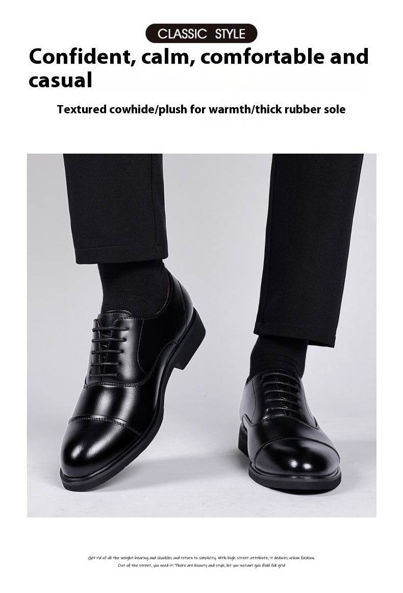 Leather Shoes Men's Height Increasing Insole Pointed Toe Wedding Shoes - MYLUXURY LANE ENTERPRISE