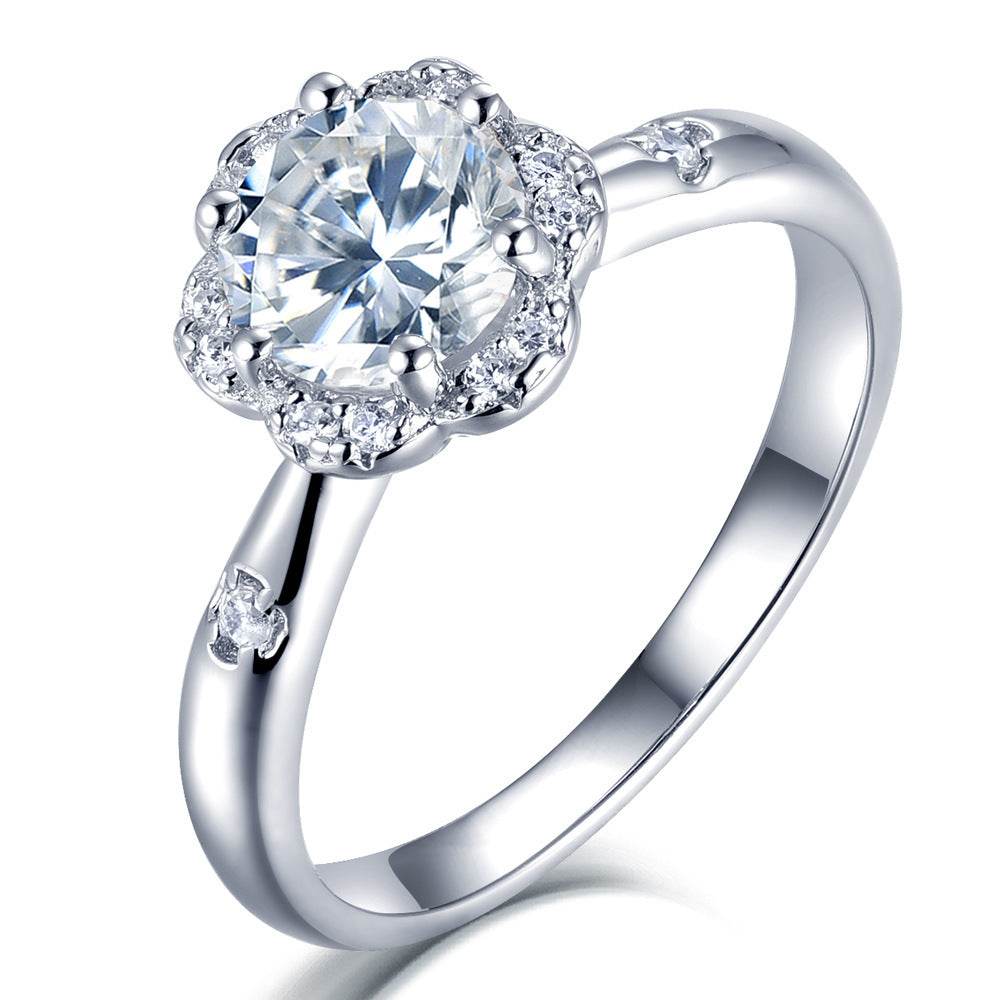 S925 Sterling Silver Ring Women's Broken Diamond Flower Moissanite Proposal - MYLUXURY LANE ENTERPRISE