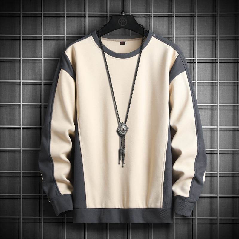 Rib Stitching Crew Neck Pullover Sweatshirt - MYLUXURY LANE ENTERPRISE