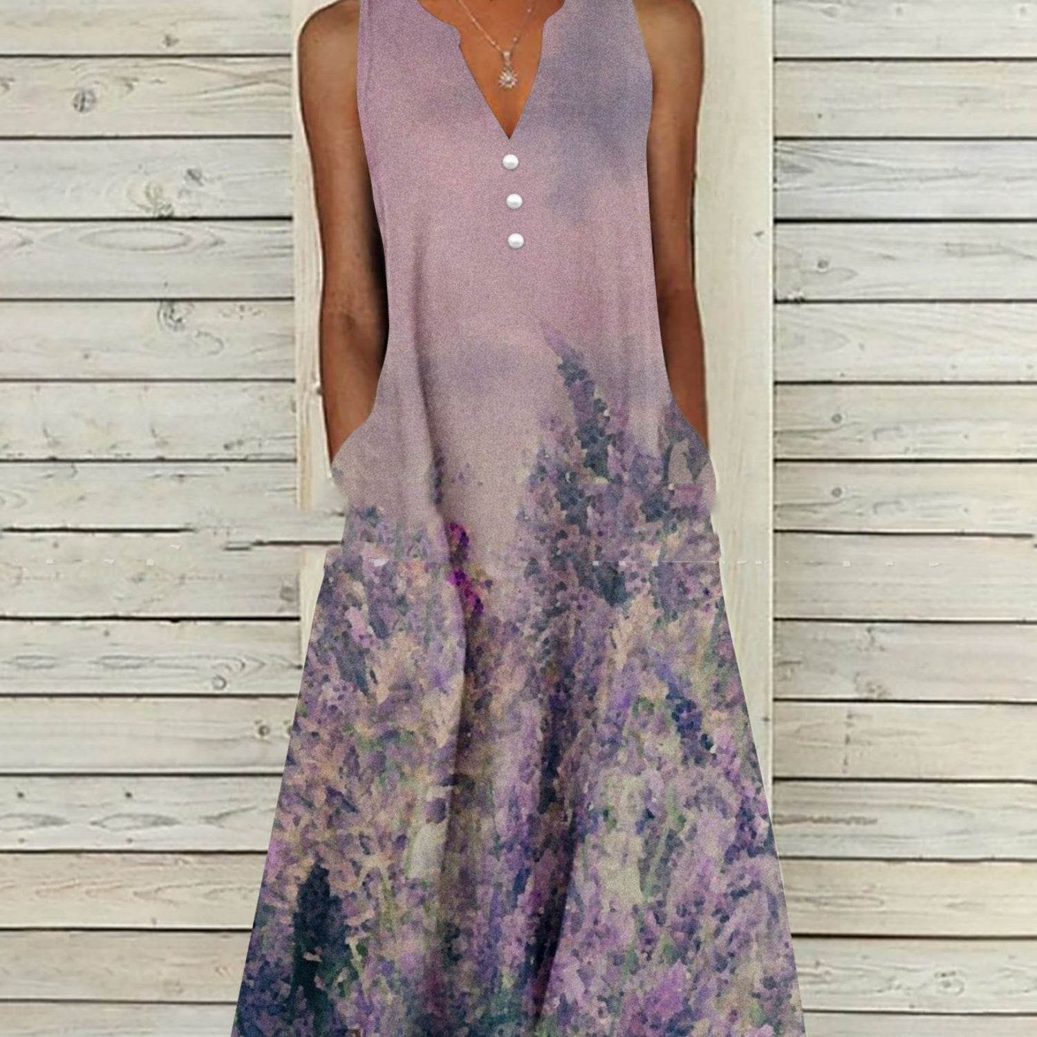Ladies Sleeveless Printed Long Dress - MYLUXURY LANE ENTERPRISE