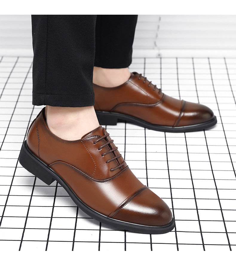 Leather Shoes Men's Height Increasing Insole Pointed Toe Wedding Shoes - MYLUXURY LANE ENTERPRISE