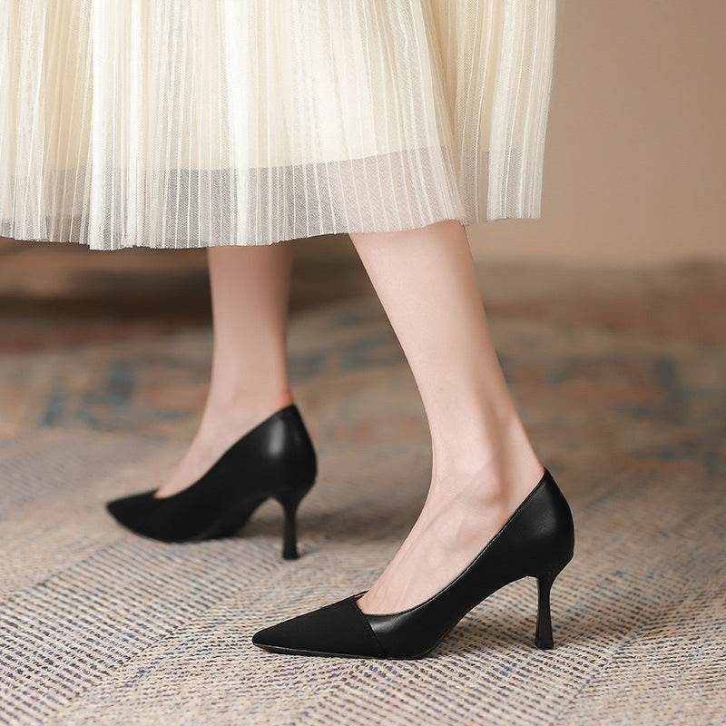 Color-blocking Stiletto Heel Pumps Female Commuter Shallow Mouth Pointed - MYLUXURY LANE ENTERPRISE