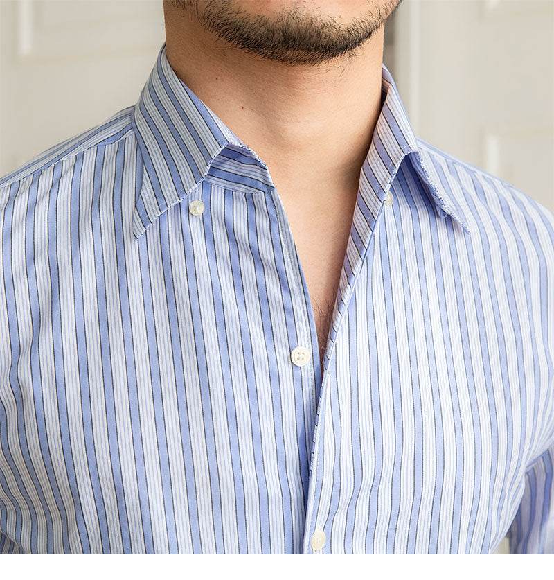 One-piece Collar Striped Shirt Men's Cotton Breathable Casual Shirt - MYLUXURY LANE ENTERPRISE
