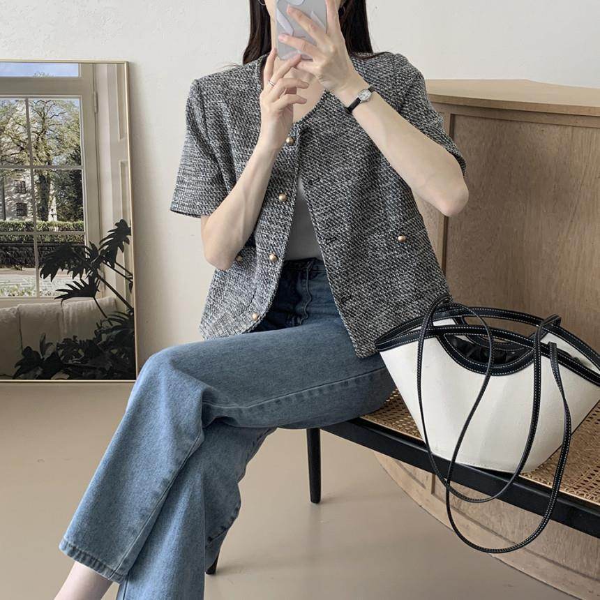 Women's Summer Gray Short Sleeve Coat Top - MYLUXURY LANE ENTERPRISE