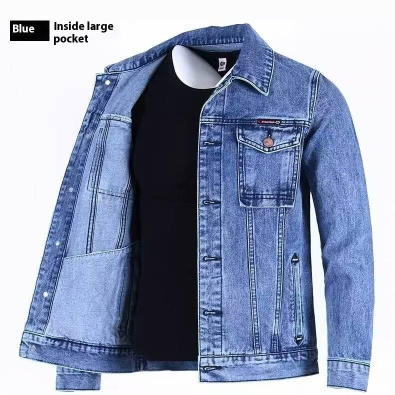 Men's Loose-fitting Workwear Jacket Lapel Denim Jacket - MYLUXURY LANE ENTERPRISE