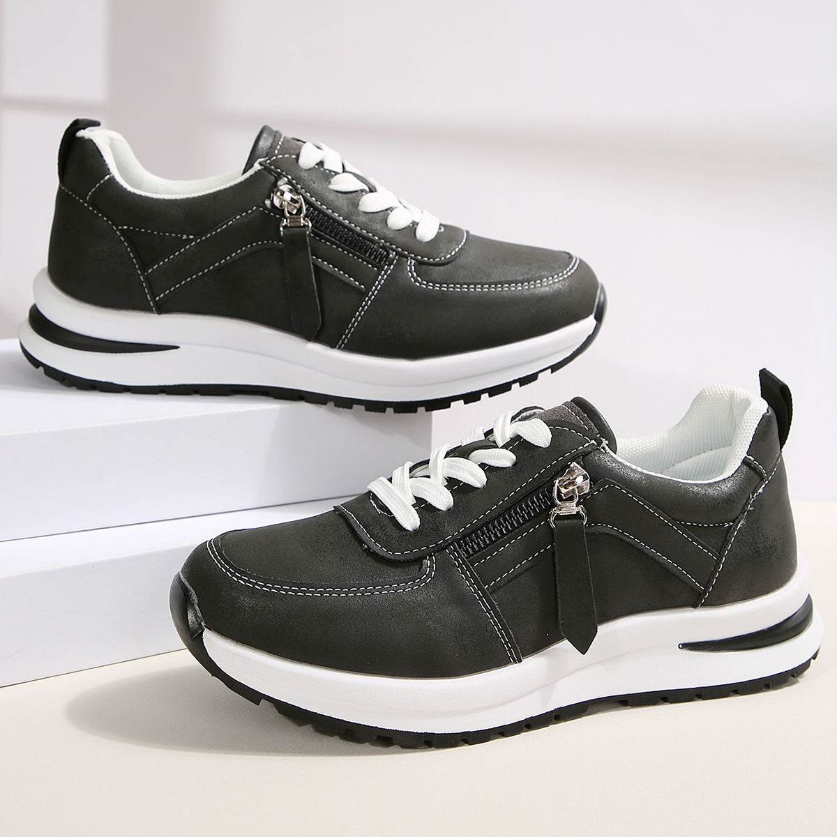 Fashion Solid Color Front Lace-up Women's Shoes - MYLUXURY LANE ENTERPRISE