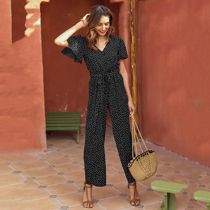 High-waist Lace-up Polka-dot Print Fashion Trousers - MYLUXURY LANE ENTERPRISE