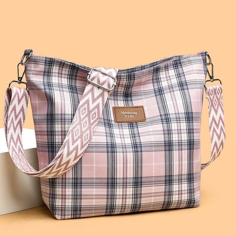 Large Capacity Contrast Color Check One-shoulder Versatile Commuter Messenger Bag - MYLUXURY LANE ENTERPRISE