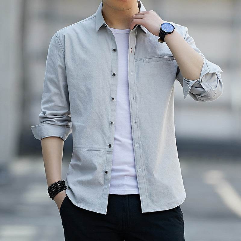 Workwear Shirt Men's Long Sleeve Spring And Autumn Retro Casual - MYLUXURY LANE ENTERPRISE
