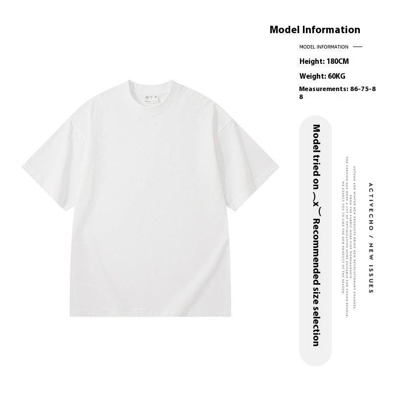 Washed Old T-shirt Men's Drop Shoulder Loose Cotton Base Shirt - MYLUXURY LANE ENTERPRISE