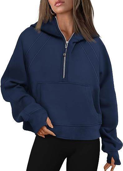 Zipper Hoodies Sweatshirts With Pocket Loose Sport Tops Long Sleeve Pullover Sweaters Winter Fall Outfits Women Clothing - MYLUXURY LANE ENTERPRISE