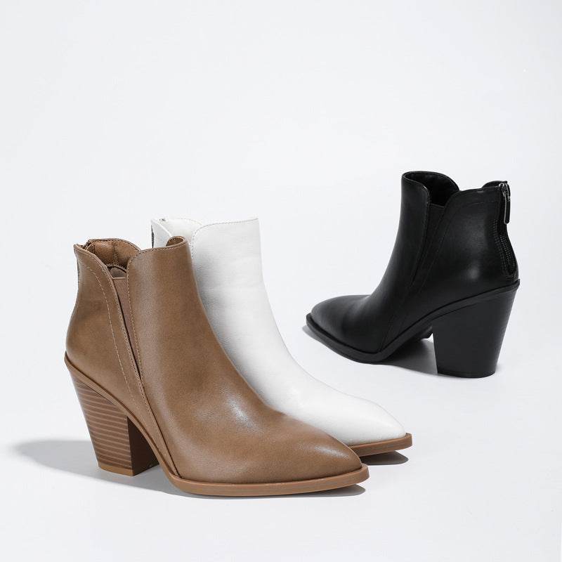 Thick High Heel Martin Boots New Winter Slimming Back Zipper Non-slip Female Boots - MYLUXURY LANE ENTERPRISE
