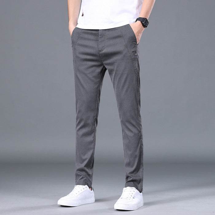 Men's Tencel Straight Trousers Slim Fit Skinny Pants - MYLUXURY LANE ENTERPRISE