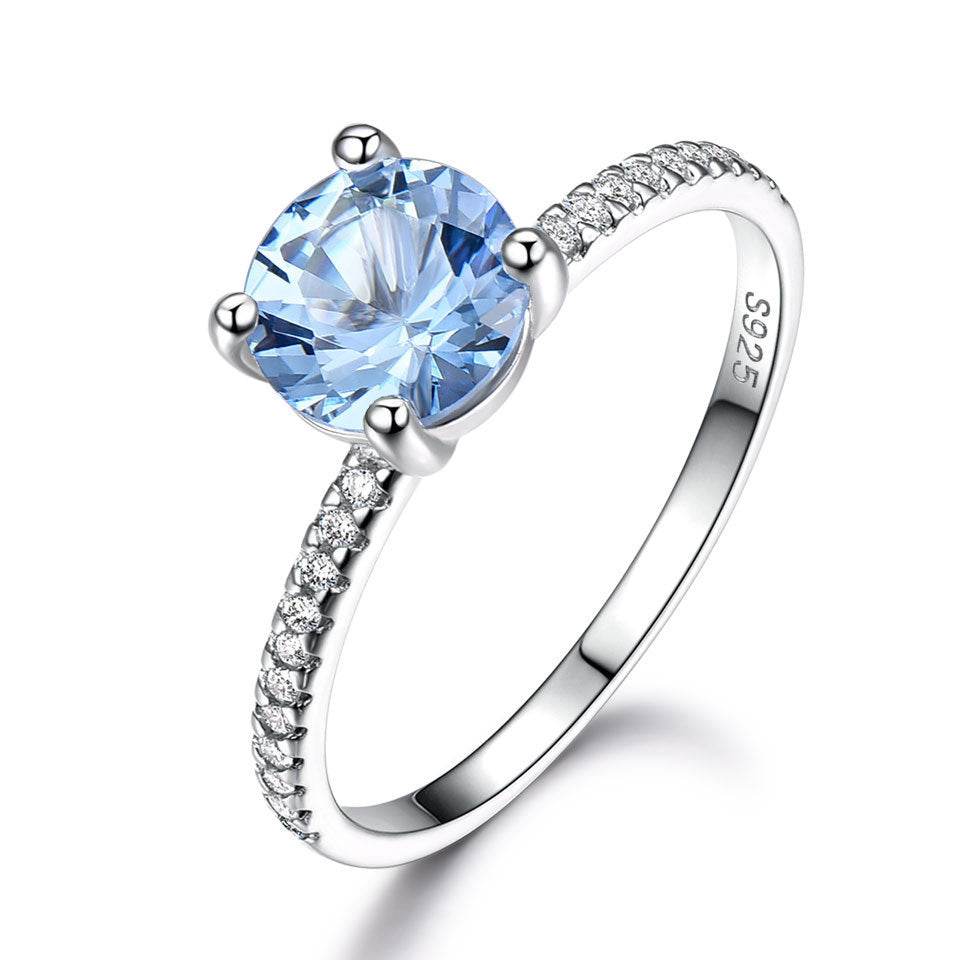 S925 Sterling Silver Sky Blue Topaz Rhinestone Zircon Light Luxury Square Ring - MYLUXURY LANE ENTERPRISE