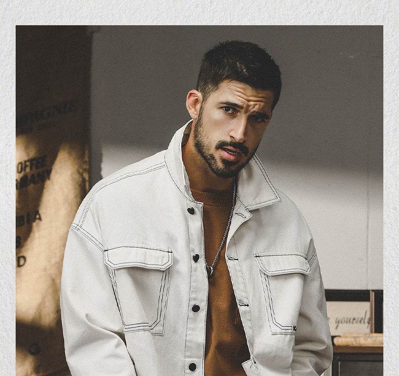 Denim Coat Men's Autumn American Simple All-matching - MYLUXURY LANE ENTERPRISE