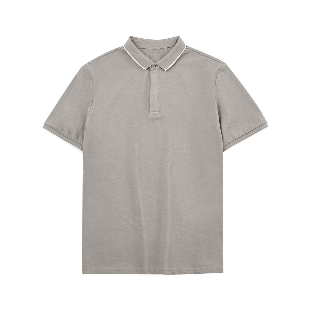 Simple Short-sleeved Polo Shirt Striped Contrast Color Lapels - MYLUXURY LANE ENTERPRISE