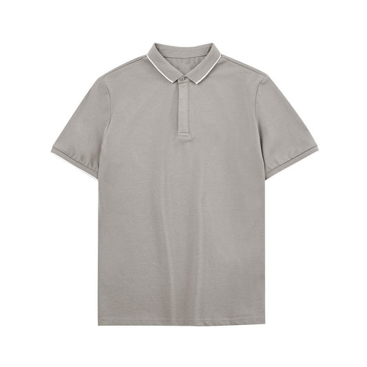 Simple Short-sleeved Polo Shirt Striped Contrast Color Lapels - MYLUXURY LANE ENTERPRISE