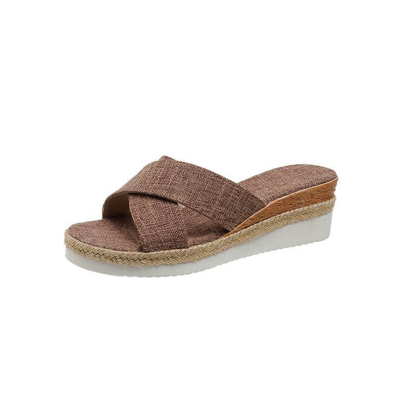 Summer Shoes Women Hemp Wedge Sandals Platform Slippers - MYLUXURY LANE ENTERPRISE