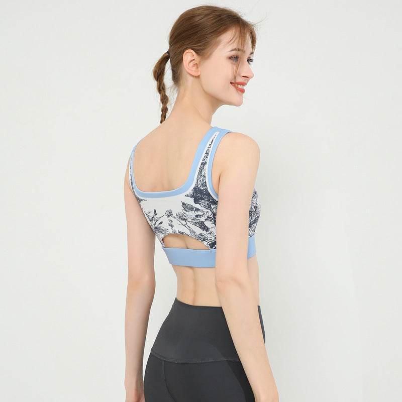 Women's Printed Vest Beautiful Back Wrapped Chest Shockproof Yoga Jacket - MYLUXURY LANE ENTERPRISE