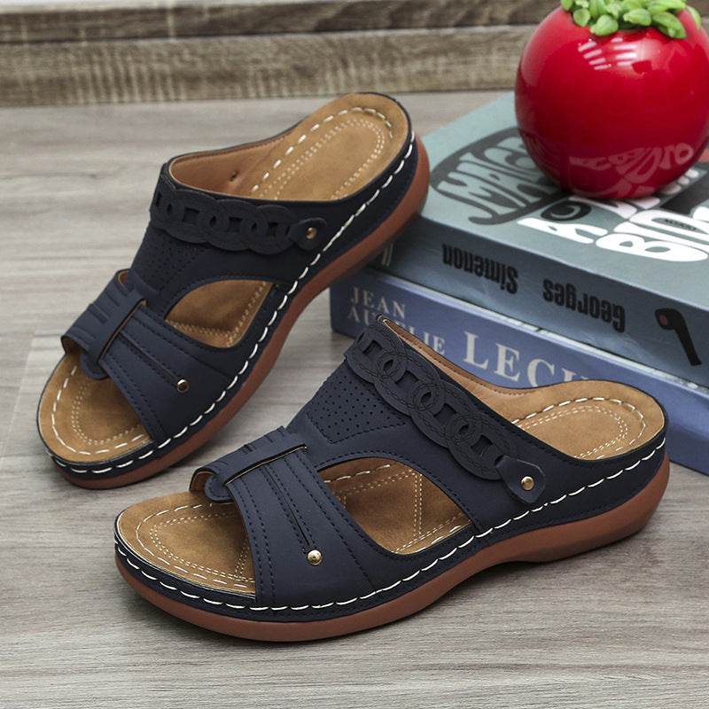 Women's Slippers Wedge Heel Round Toe Roman Shoes - MYLUXURY LANE ENTERPRISE
