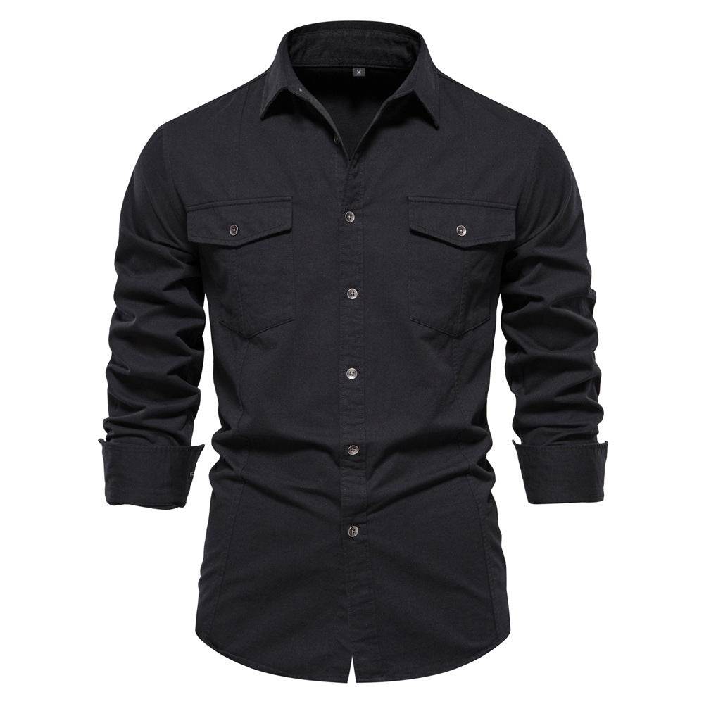 Men's Fashion Casual Solid Color Long Sleeve Shirt - MYLUXURY LANE ENTERPRISE