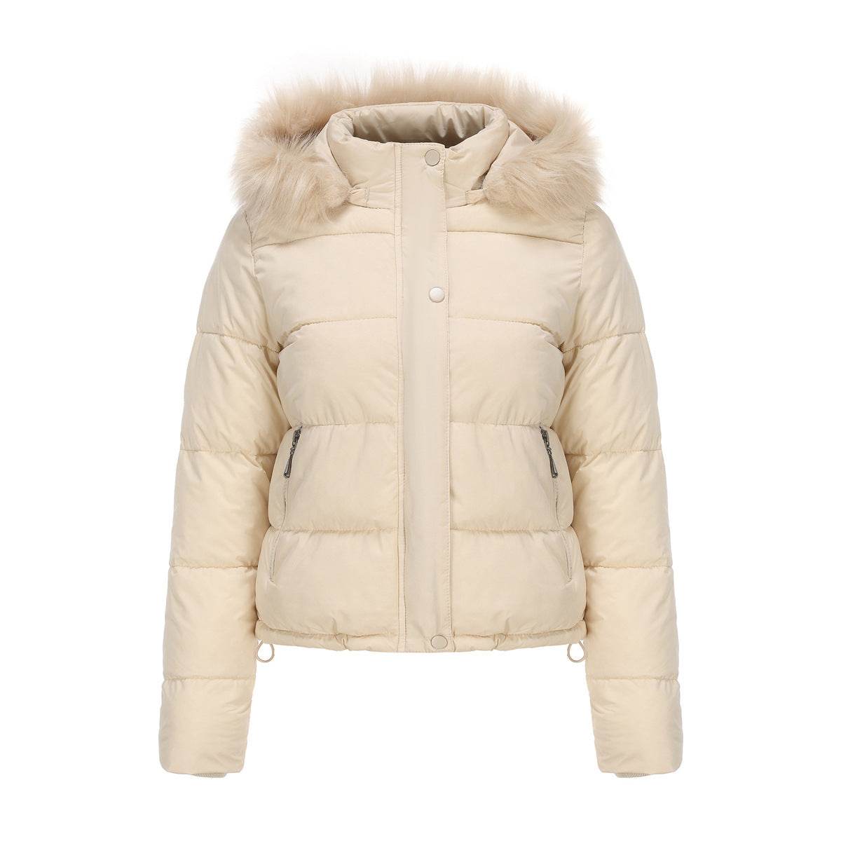 Autumn And Winter Warm Ladies Short Velvet Detachable Hat Long Sleeve Cotton Coat - MYLUXURY LANE ENTERPRISE