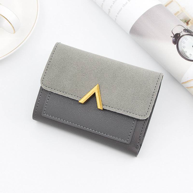 Simple Bronze Gold V-shaped Ladies Short Wallet - MYLUXURY LANE ENTERPRISE