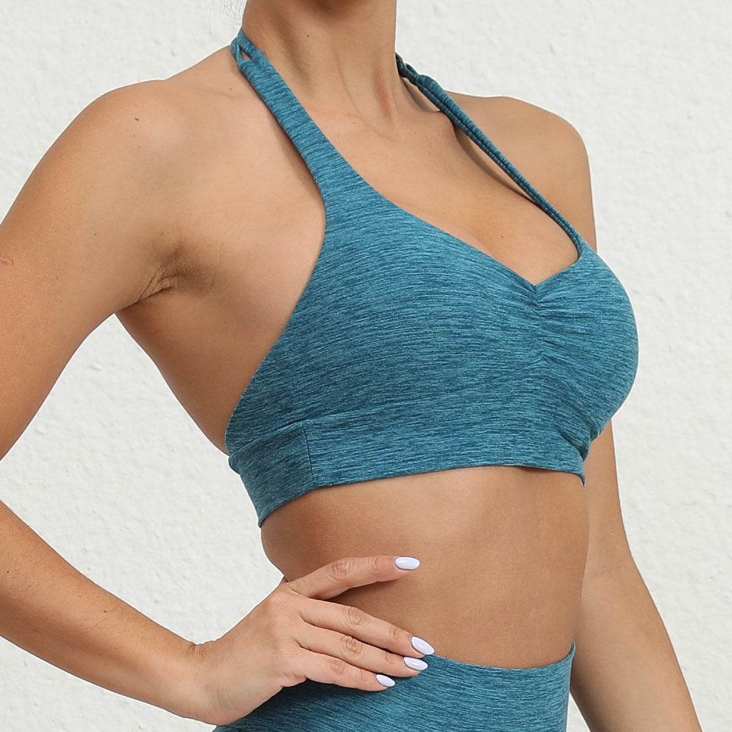 Adjustable Shoulder Strap Halter Sports Bra - MYLUXURY LANE ENTERPRISE