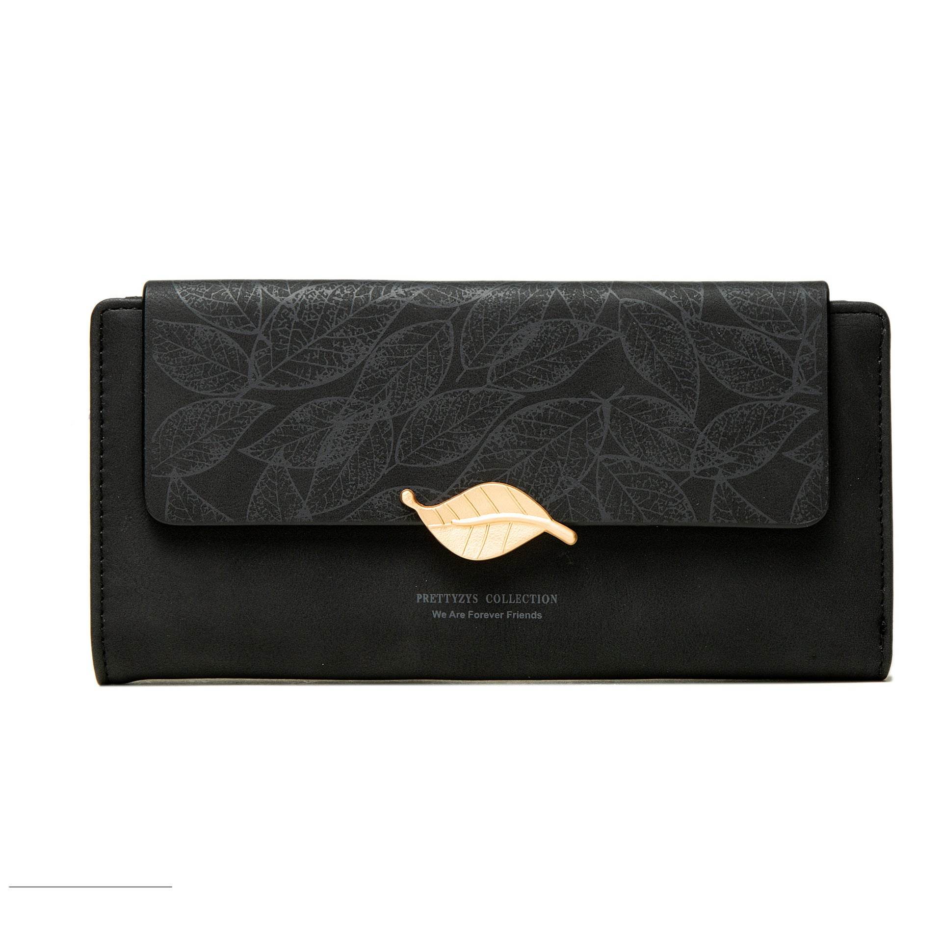 European And American Antique Frosted Leaf Buckle Long Handbag - MYLUXURY LANE ENTERPRISE