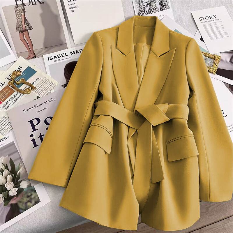 Spring And Autumn Korean Style Slim Fit Slimming Graceful And Fashionable Black Tie Small Tailored Suit Top - MYLUXURY LANE ENTERPRISE