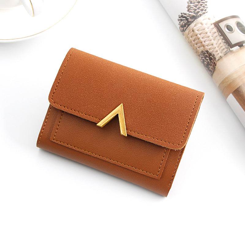 Simple Bronze Gold V-shaped Ladies Short Wallet - MYLUXURY LANE ENTERPRISE