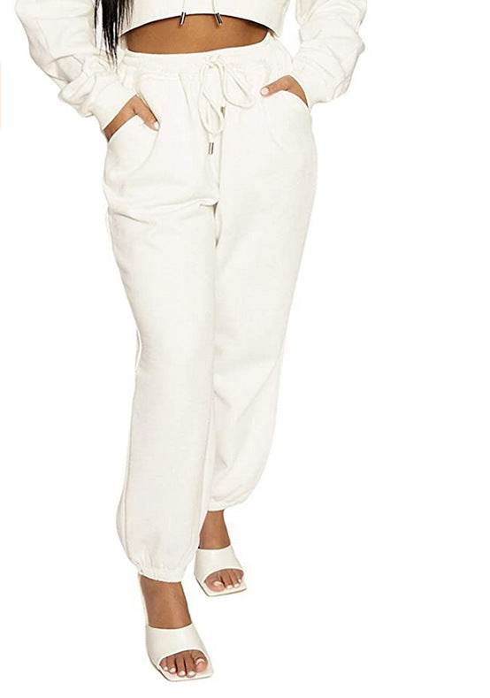 Women's Fashion Solid Color Ankle Banded Pants - MYLUXURY LANE ENTERPRISE