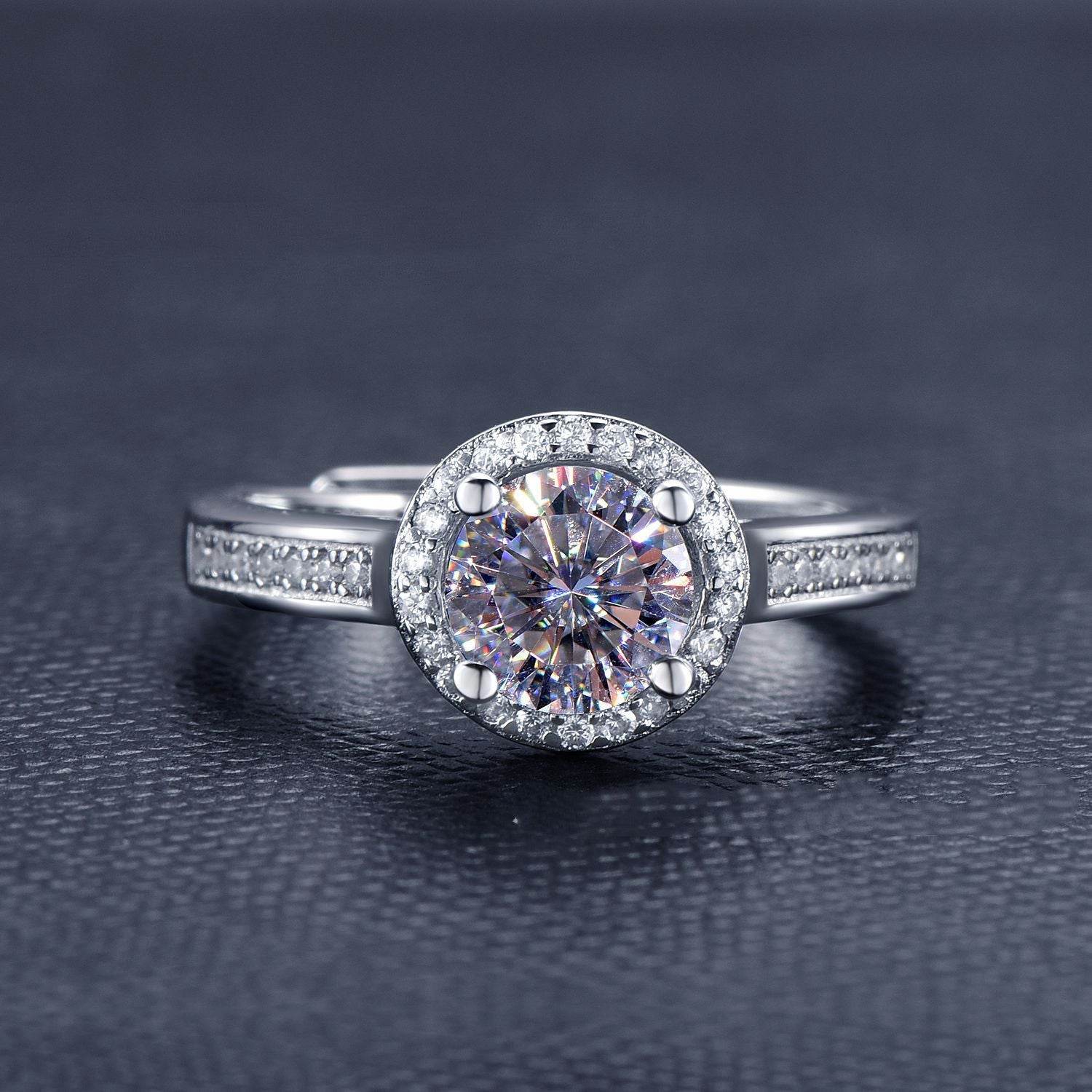 Diamond Silver Ring D Color 1 Carat Half Country S925 Silver Ring Setting - MYLUXURY LANE ENTERPRISE