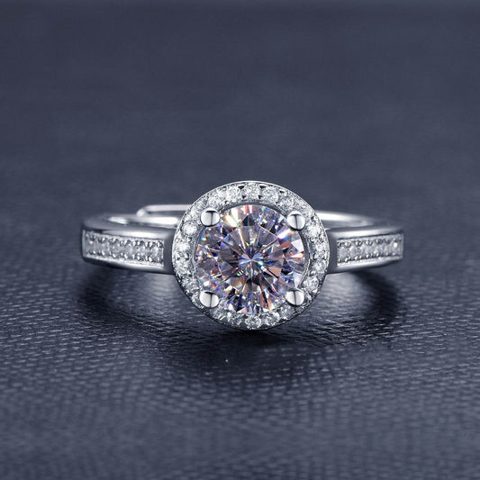Diamond Silver Ring D Color 1 Carat Half Country S925 Silver Ring Setting - MYLUXURY LANE ENTERPRISE