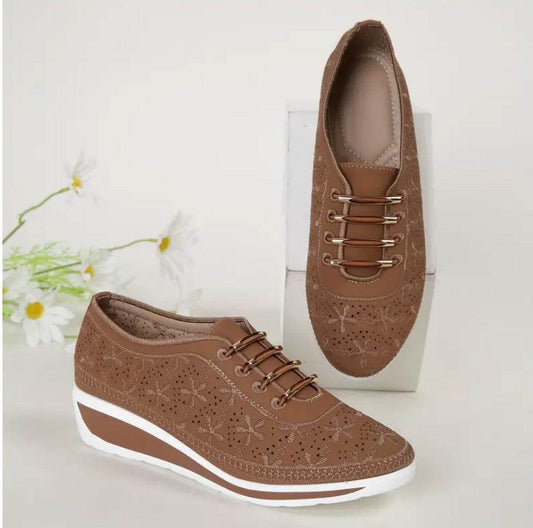 Female Wedge Hollow-out Lace-up Casual Shoes - MYLUXURY LANE ENTERPRISE