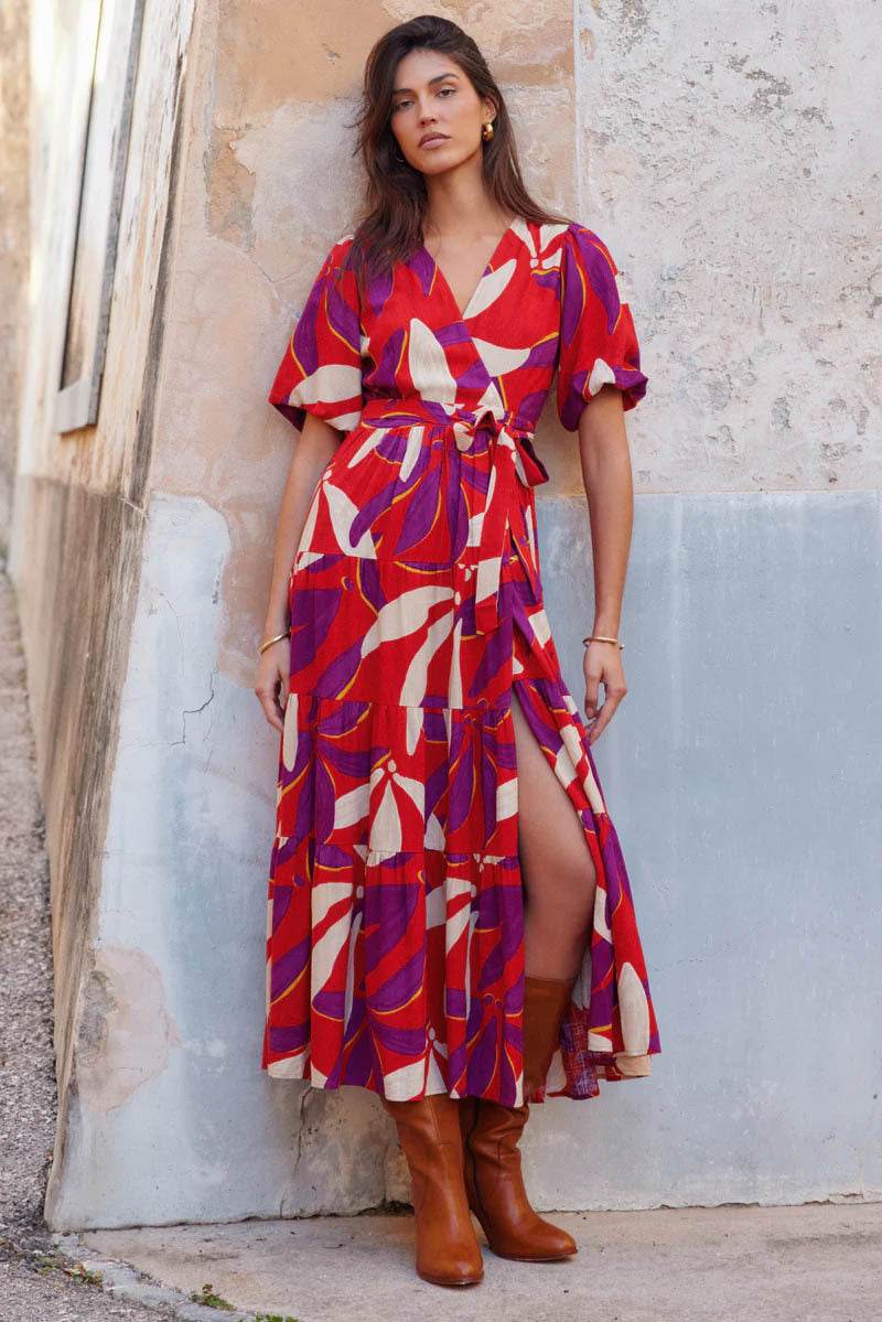 Summer New Casual V-neck Printing Mid-length Dress - MYLUXURY LANE ENTERPRISE