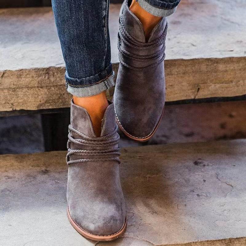 Mid Heel Boots Women's Chunky Heel Martin Boots - MYLUXURY LANE ENTERPRISE