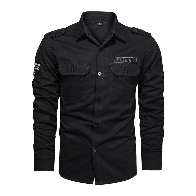 Men's Loose Long Sleeve Pocket Solid Color Shirt - MYLUXURY LANE ENTERPRISE