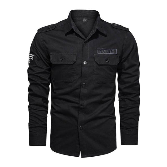 Men's Loose Long Sleeve Pocket Solid Color Shirt - MYLUXURY LANE ENTERPRISE