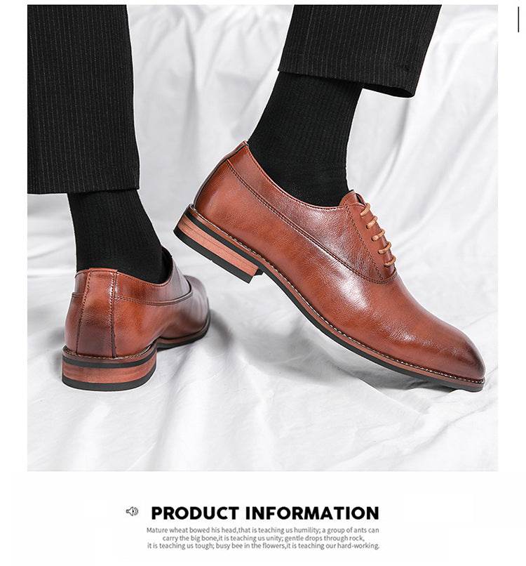 Men's Formal Leather Lace-up Rubber Sole Business Men's Shoes Gentleman - MYLUXURY LANE ENTERPRISE