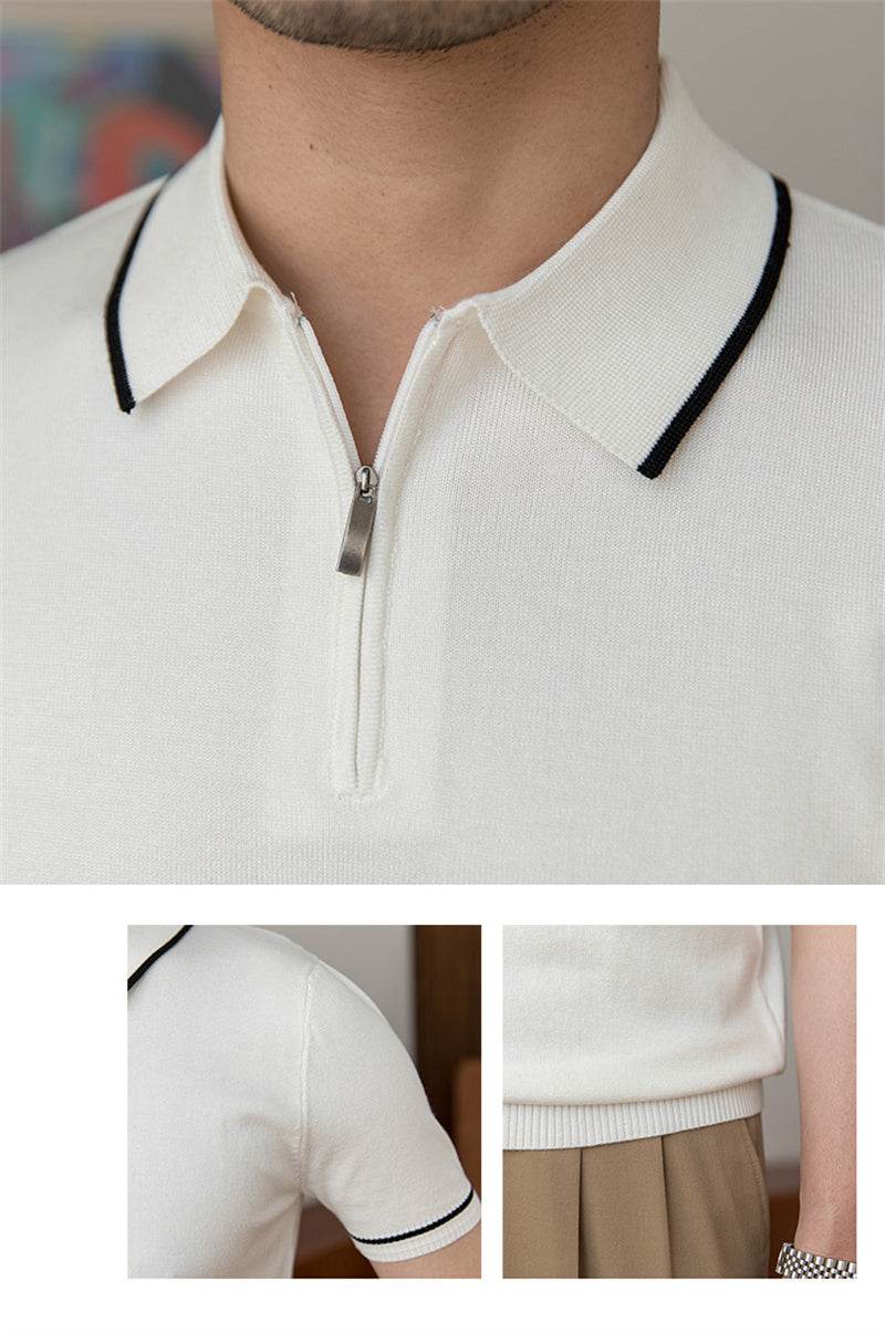 Versatile Slim Knitted POLO Shirt Retro Men - MYLUXURY LANE ENTERPRISE