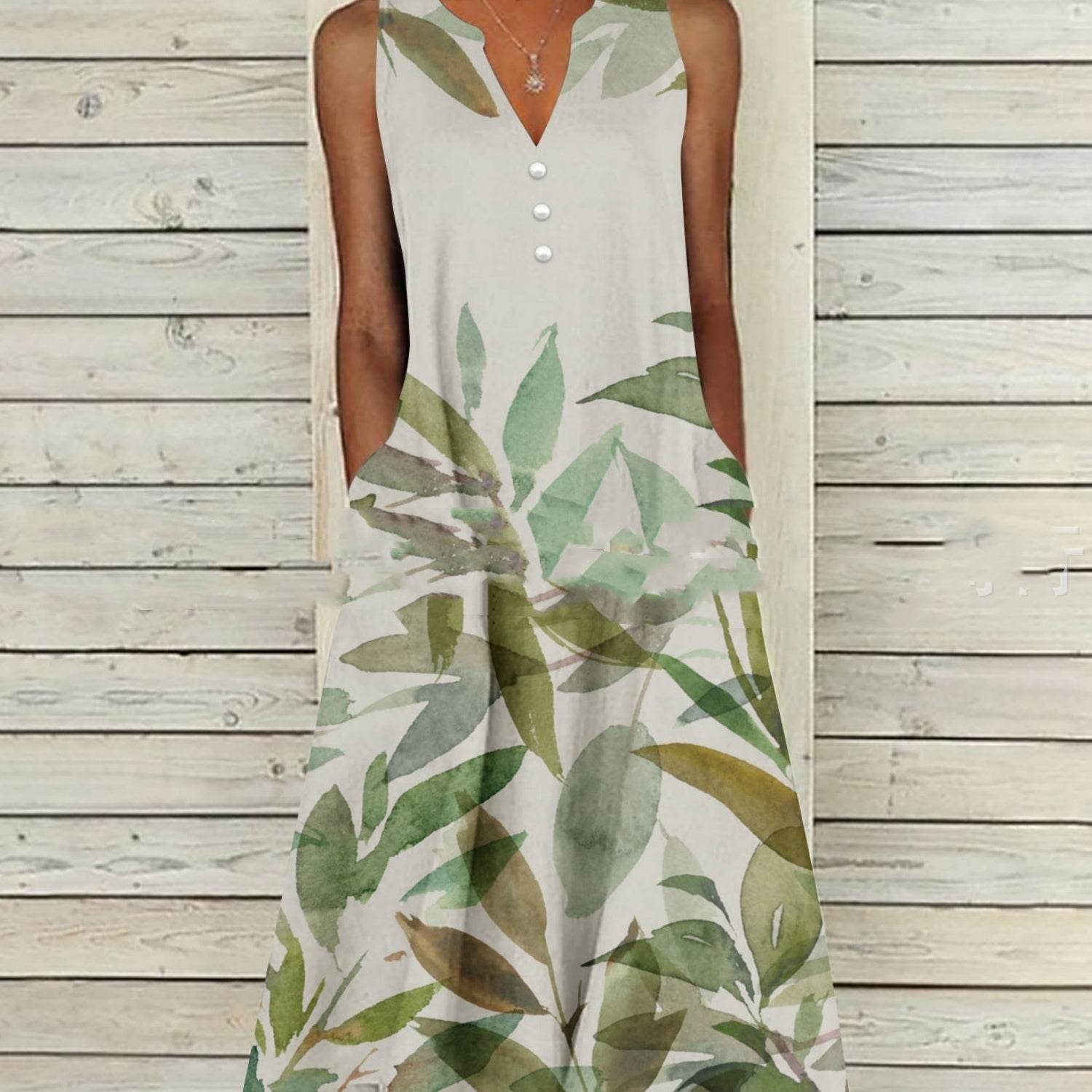 Ladies Sleeveless Printed Long Dress - MYLUXURY LANE ENTERPRISE