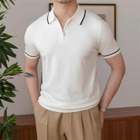 Versatile Slim Knitted POLO Shirt Retro Men - MYLUXURY LANE ENTERPRISE
