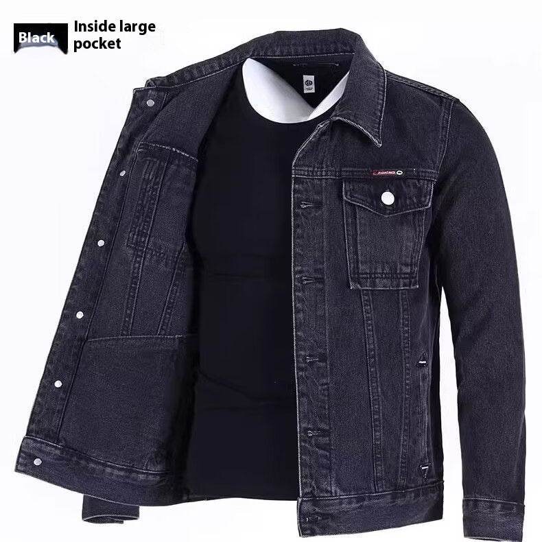 Men's Loose-fitting Workwear Jacket Lapel Denim Jacket - MYLUXURY LANE ENTERPRISE