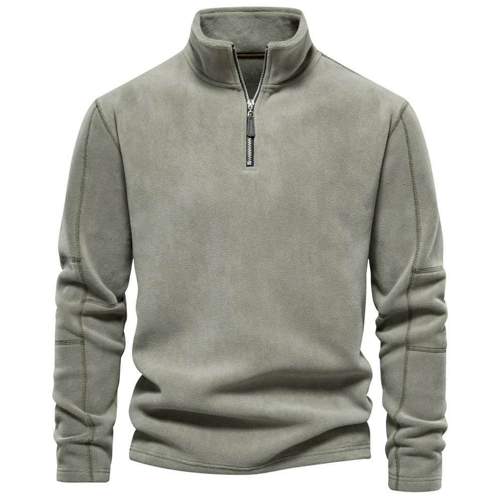 Fashion Personality Stand-collar Zippered Sweatshirt With Fleece Winter Casual Pullover Top Men's Clothing - MYLUXURY LANE ENTERPRISE