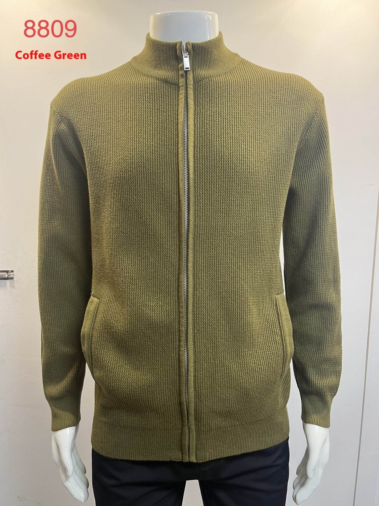 Cardigan Men's Sweater Zipper Solid Color Round Neck - MYLUXURY LANE ENTERPRISE