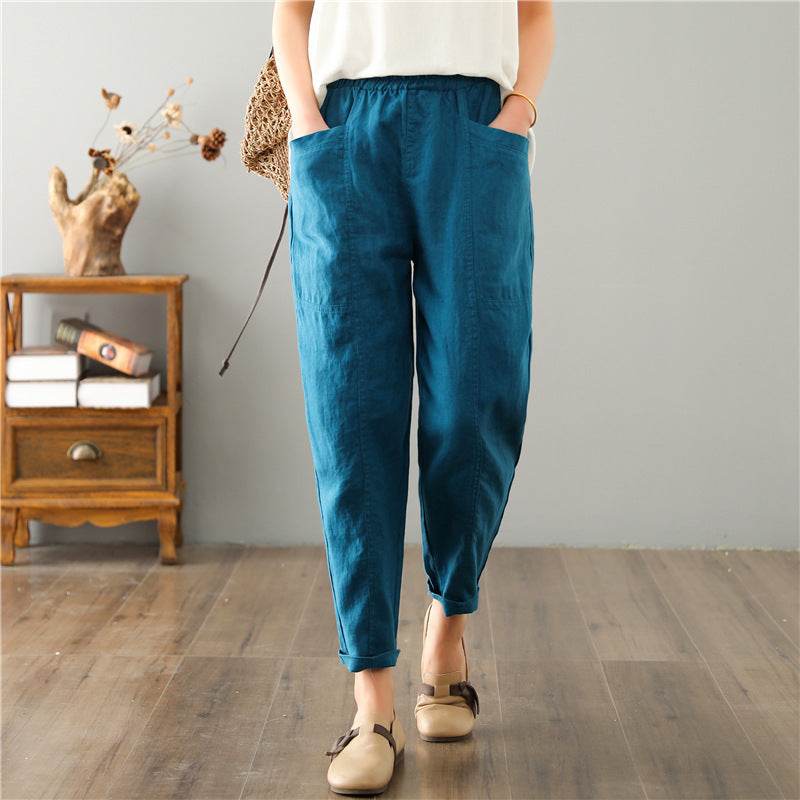 Women's Linen Leisure High Waist Loose Casual Pants - MYLUXURY LANE ENTERPRISE