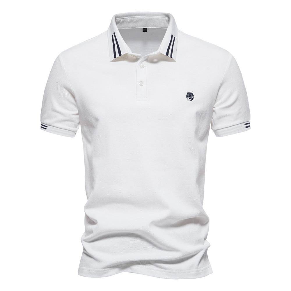 Men's Fashion Casual Polo Collar Striped Design Short Sleeve Top - MYLUXURY LANE ENTERPRISE